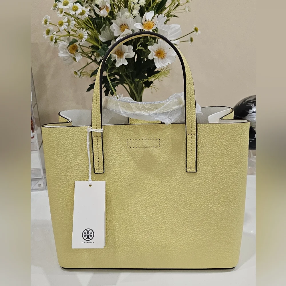 Tory Burch Lemon Leather Tote Bag - Picture 3 of 8